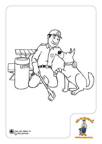 Colin and Rocky litter picking colouring in picture download