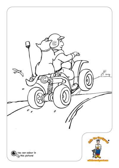 Colin and Rocky on a quadbike colouring in picture download