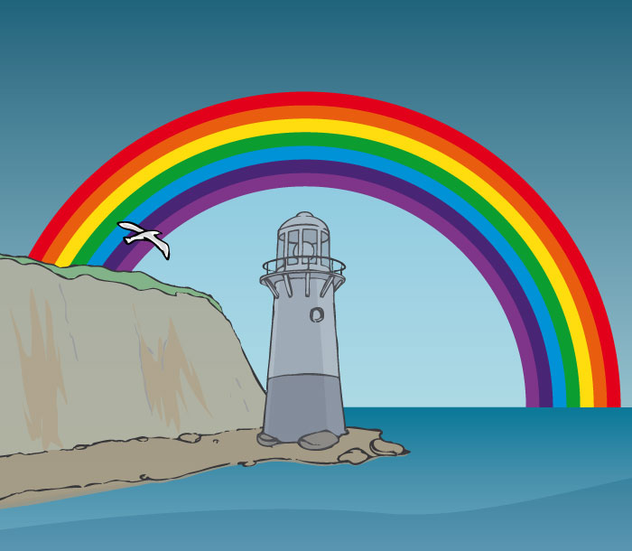 Rainbow over the tideswell lighthouse