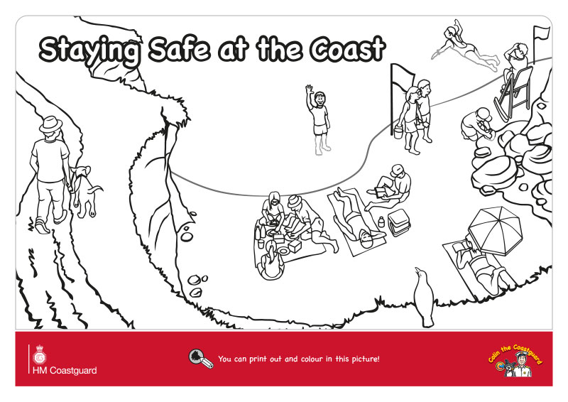 Seaside safety colouring in activity download