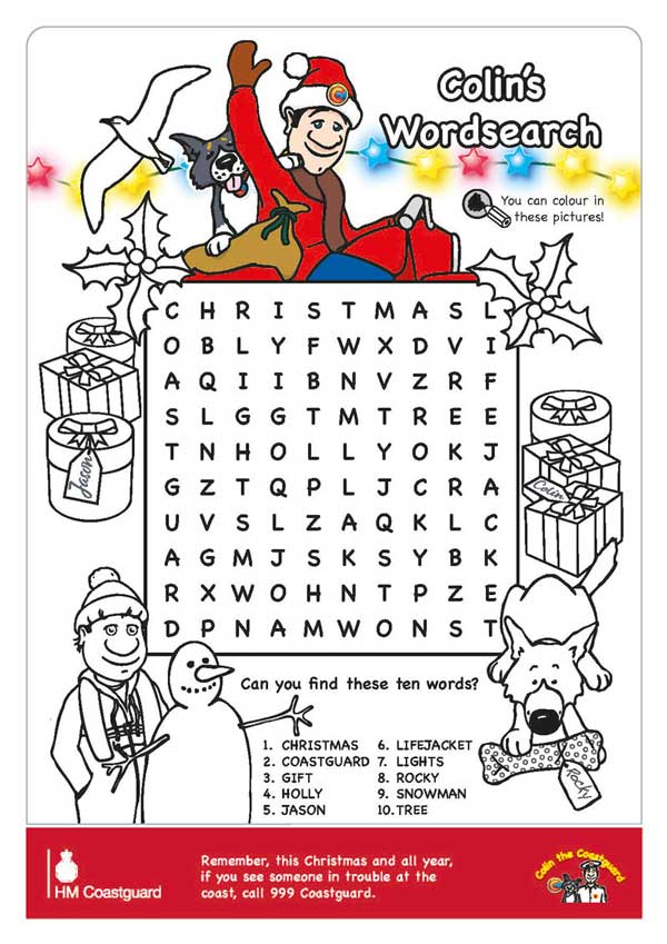 MCA Christmas wordsearch and colouring activity